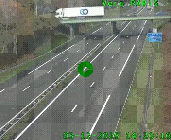 Caméra routière sur l'autoroute A20 au nord de Limoges, à la jonction avec la N520. Vue orientée vers Paris