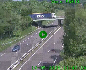 Caméra routière sur l'autoroute A20 au nord de Limoges, à la jonction avec la N520. Vue orientée vers Paris
