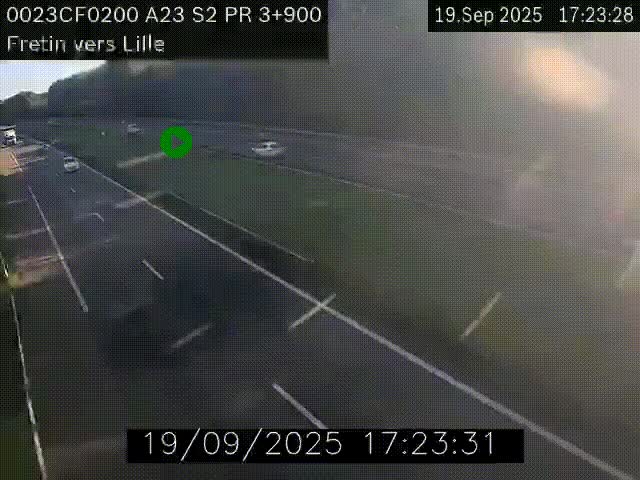 Webcam autoroute A23 à hauteur de Fretin. Vue orientée vers Lille