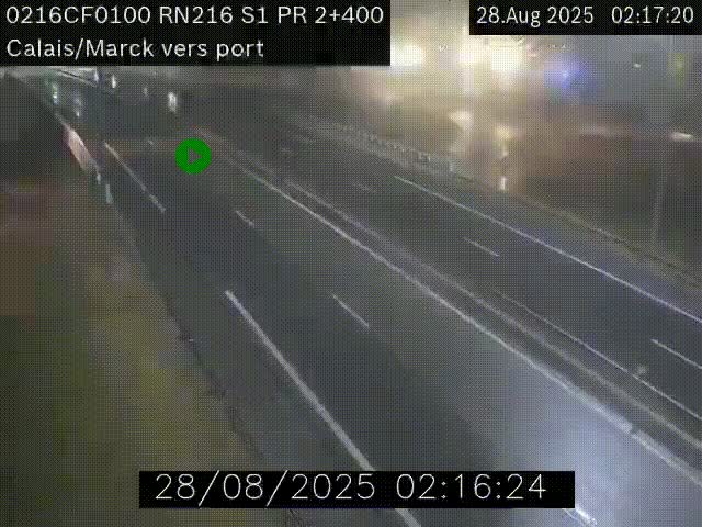 Webcam à Calais sur A216 (N216) en direction du port (harbour) de Calais.