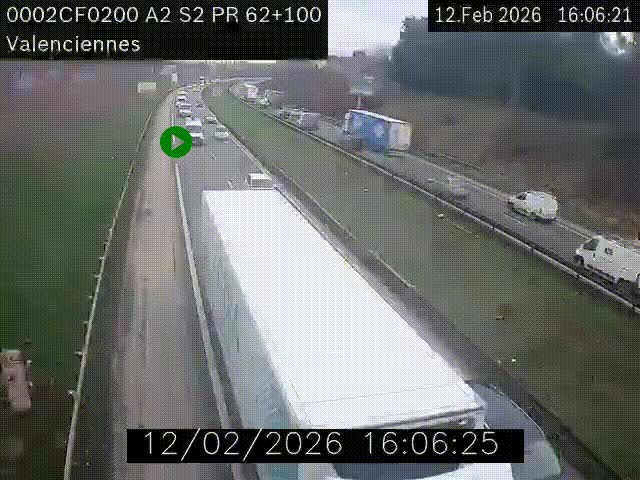 Webcam autoroute A2 à Valenciennes. Vue orientée vers Maubeuge et Mons (Belgique)