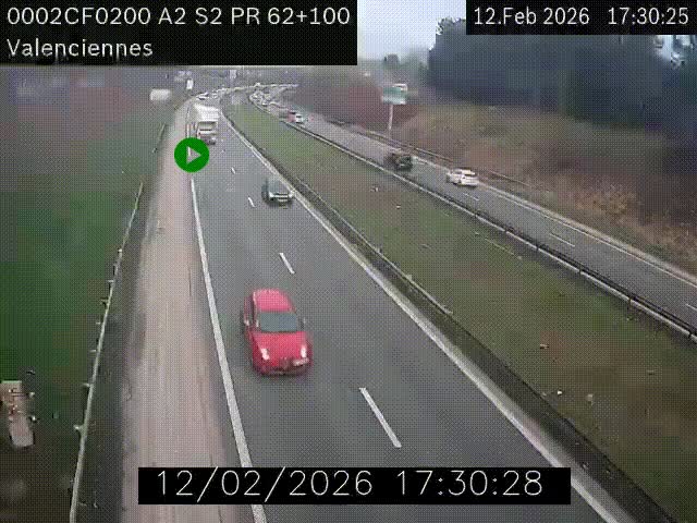 Webcam autoroute A2 à Valenciennes. Vue orientée vers Maubeuge et Mons (Belgique)