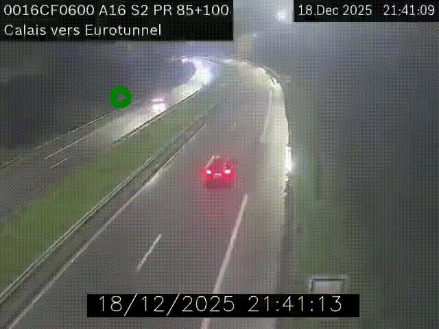 Webcam A16 à Calais en direction du Tunnel sous la Manche (Eurotunnel)