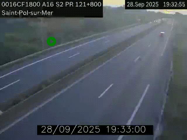 Webcam autoroute A16 à proximité de Dunkerque, à hauteur de la sortie Saint-Pol-sur-Mer. Vue orientée vers Calais