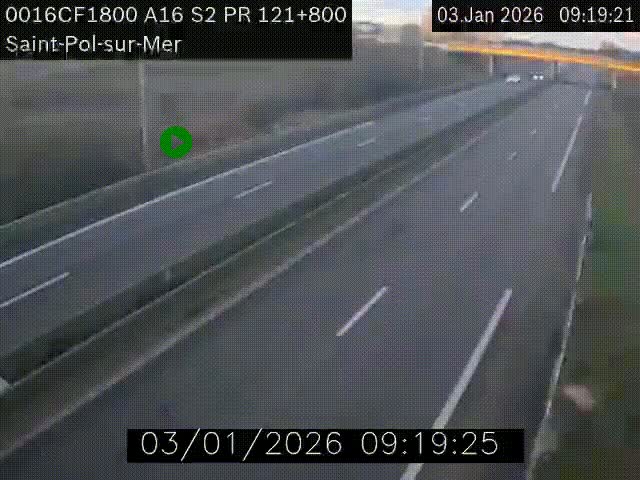 Webcam autoroute A16 à proximité de Dunkerque, à hauteur de la sortie Saint-Pol-sur-Mer. Vue orientée vers Calais