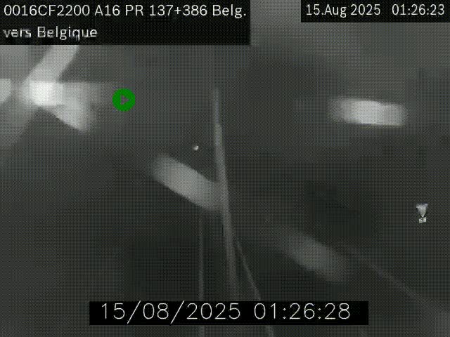 Webcam à la frontière franco-belge au niveau de Bray-Dunes/De-Panne sur l'autoroute A16. Vue orientée vers la Belgique