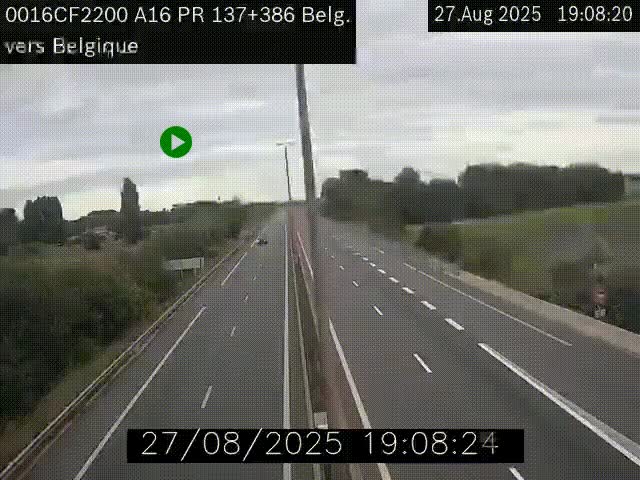Webcam à la frontière franco-belge au niveau de Bray-Dunes/De-Panne sur l'autoroute A16. Vue orientée vers la Belgique