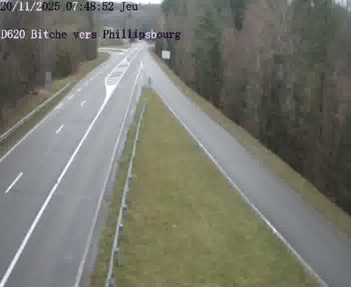 Webcam sur la D620, sur le contournement de Bitche. Vue orientée vers Philippsbourg