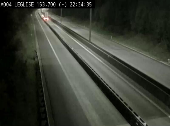 Webcam autoroute A4 (E411-E25) à Léglise, avant la jonction avec la N40. Vue orientée vers Bruxelles