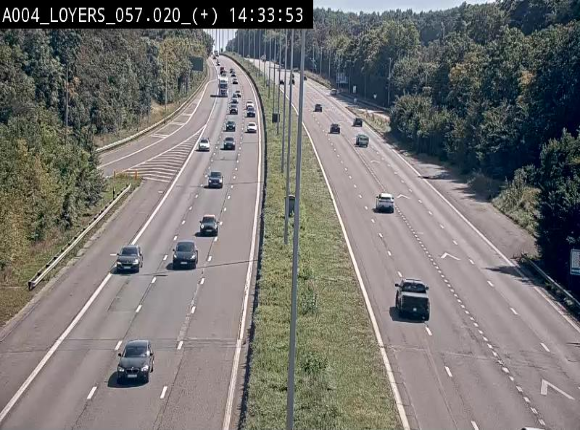 Webcam dans la montée de Loyers sur l'E411, après le viaduc de Beez en venant de Namur et en direction du Luxembourg