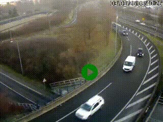 Caméra autoroute à la jonction entre l'A7 et la D301 (Boulevard urbain Sud de Lyon) à Feyzin, au sud de Lyon. Vue orientée vers Mions