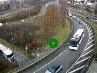 Caméra autoroute à la jonction entre l'A7 et la D301 (Boulevard urbain Sud de Lyon) à Feyzin, au sud de Lyon. Vue orientée vers Mions