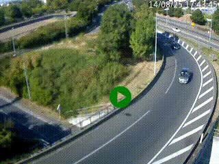 Caméra autoroute à la jonction entre l'A7 et la D301 (Boulevard urbain Sud de Lyon) à Feyzin, au sud de Lyon. Vue orientée vers Mions