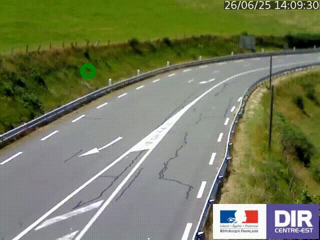 Webcam sur le col Pin Bouchain, vue orientée vers Roanne, en provenance de Lyon sur la nationale 7 (N7)