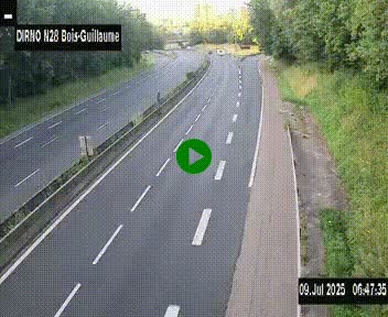 Webcam routière à hauteur de Bois-Guillaume en périphérie de Rouen. Vue orientée vers Rouen