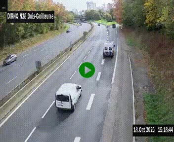 Webcam routière à hauteur de Bois-Guillaume en périphérie de Rouen. Vue orientée vers Rouen