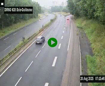Webcam routière à hauteur de Bois-Guillaume en périphérie de Rouen. Vue orientée vers Rouen