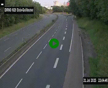 Webcam routière à hauteur de Bois-Guillaume en périphérie de Rouen. Vue orientée vers Rouen