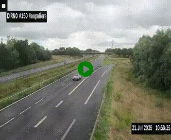 Webcam autoroute A150 à hauteur de La Vaupalière en périphérie de Rouen. Vue orientée vers Rouen