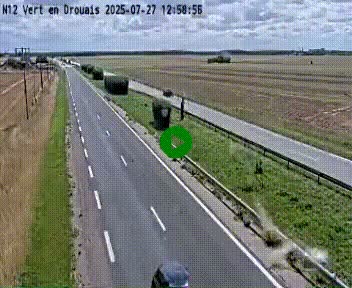 Webcam à hauteur de Vert-en-Drouais sur la N12, en périphérie de Dreux. Vue orientée vers Alençon