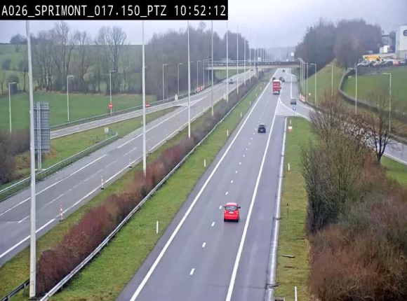 Webcam A26 (E25) à Sprimont, sur l'autoroute entre Liège et Arlon. Vue orientée vers le Luxembourg