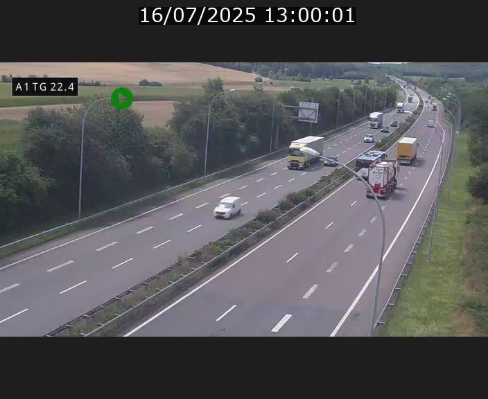 Traffic live webcam Luxembourg Flaxweiler - A1 direction Luxembourg - BK 22.4