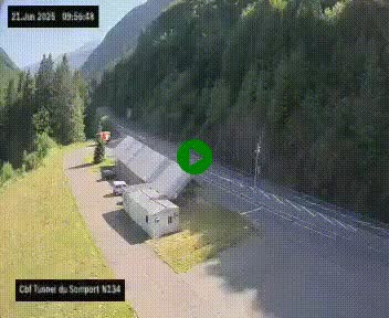 Webcam à l'entrée du tunnel du Somport, côté français, sur la N134, dans les Pyrénées, en direction de l'Espagne, à 1116 mètres d'altitude