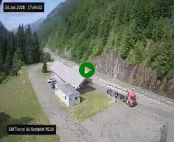 Webcam à l'entrée du tunnel du Somport, côté français, sur la N134, dans les Pyrénées, en direction de l'Espagne, à 1116 mètres d'altitude