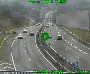 Caméra routière sur l'autoroute A20 à Noailles, en périphérie de Brive-la-Gaillarde. Vue orientée vers Toulouse