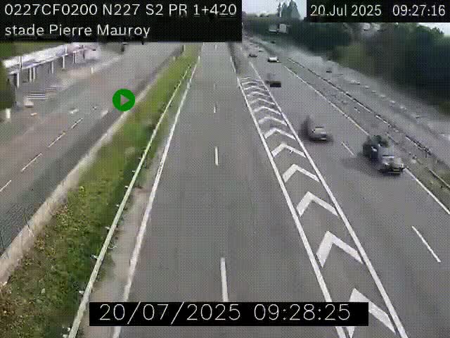 Webcam à hauteur du Stade Pierre Mauroy à Villeneuve d'Ascq sur la N227. Vue orientée vers Mons-en-Baroeul