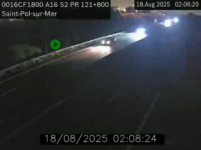 Webcam autoroute A16 à proximité de Dunkerque, à hauteur de la sortie Saint-Pol-sur-Mer. Vue orientée vers Calais