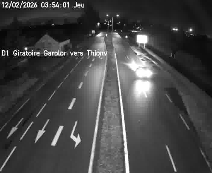 Webcam de surveillance sur D1 (France) à Ennery, cadrée vers Thionville, proposant une information routière utile aux déplacements quotidiens.
