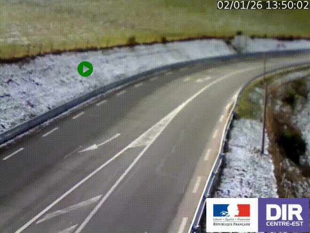 Webcam sur le col Pin Bouchain, vue orientée vers Roanne, en provenance de Lyon sur la nationale 7 (N7)