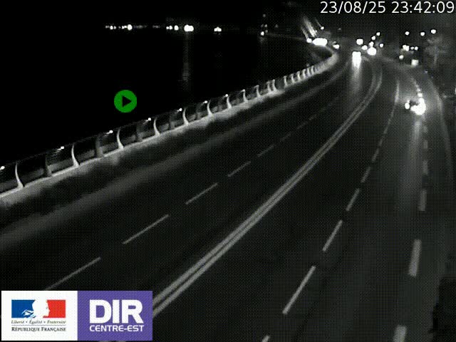Webcam sur le quai Parjot à Vienne, aux Portes de Lyon, sur la Nationale 7, à la jonction avec le boulevard du Rhône-nord (D1407), caméra orientée vers Lyon