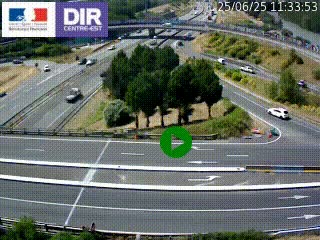 Webcam traffic à Grenoble-sud sur l'autoroute A480. Vue orientée vers l'entrée et la sortie de Grenoble