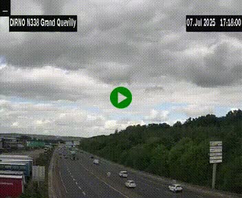 Webcam routière sur N338 à hauteur de Grand-Quevilly en périphérie de Rouen. Vue orientée vers Rouen