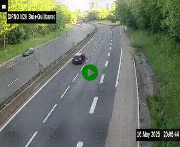Webcam routière à hauteur de Bois-Guillaume en périphérie de Rouen. Vue orientée vers Rouen