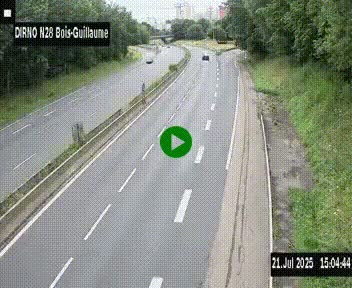 Webcam routière à hauteur de Bois-Guillaume en périphérie de Rouen. Vue orientée vers Rouen