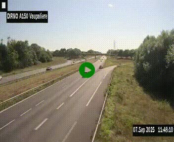 Webcam autoroute A150 à hauteur de La Vaupalière en périphérie de Rouen. Vue orientée vers Rouen