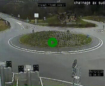 Webcam au nord d'Ax-les-Thermes au niveau de l'aire de chaînage de la N20. Vue orientée vers les Pyrénées, en direction de Pas de la Case