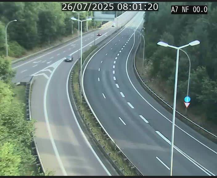 Caméra autoroute Luxembourg A7 - Echangeur A1/A7 Grünewald direction Tunnel Stafelter