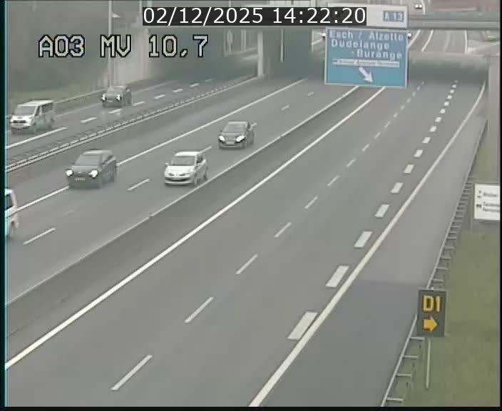 Traffic live webcam Luxembourg Croix de Bettembourg - A3 - BK 10.7 - direction France