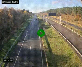 Webcam autoroute A63 en périphérie de Bordeaux au sud-est de la ville, en provenance du bassin d'Arcachon. Vue orientée vers Bordeaux