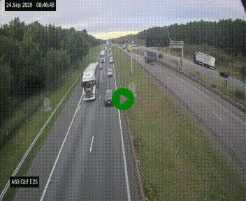 Webcam autoroute A63 en périphérie de Bordeaux au sud-est de la ville, en provenance du bassin d'Arcachon. Vue orientée vers Bordeaux