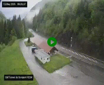 Webcam à l'entrée du tunnel du Somport, côté français, sur la N134, dans les Pyrénées, en direction de l'Espagne, à 1116 mètres d'altitude