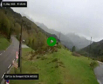Webcam au col du Somport, côté français, sur la N134, dans les Pyrénées, en direction de l'Espagne, à 1632 mètres d'altitude