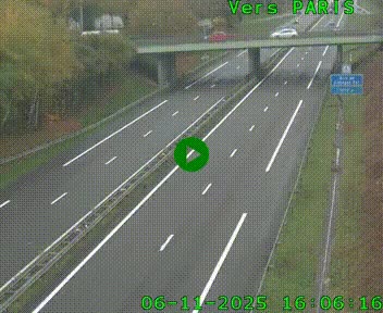 Caméra routière sur l'autoroute A20 au nord de Limoges, à la jonction avec la N520. Vue orientée vers Paris