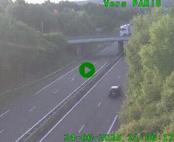Caméra routière sur l'autoroute A20 au nord de Limoges, à la jonction avec la N520. Vue orientée vers Paris
