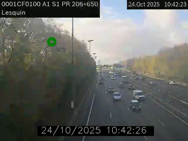 Webcam autoroute A1 à hauteur de Lesquin. Vue orientée vers Lille