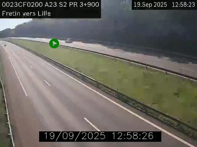 Webcam autoroute A23 à hauteur de Fretin. Vue orientée vers Lille